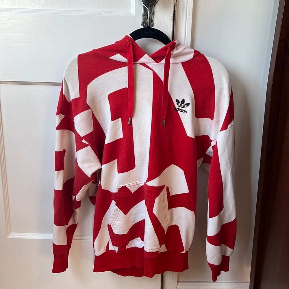Red and white adidas sweatshirt